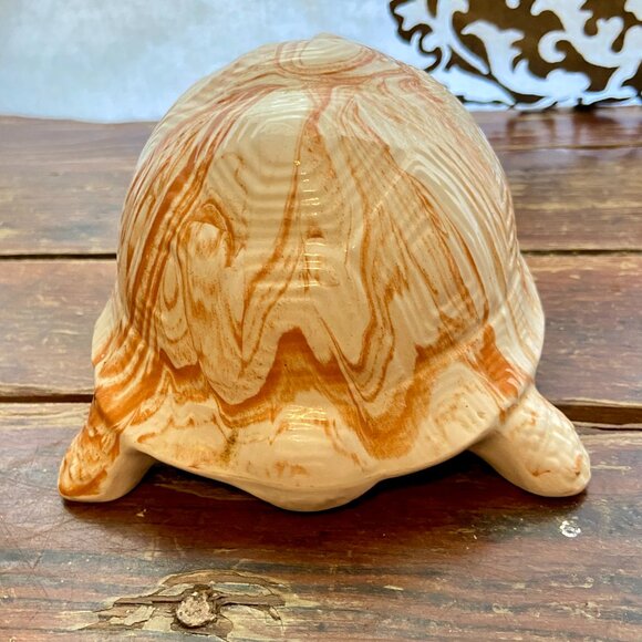 Vintage Alabama Clay Art Pottery Orange Swirl Turtle Tortoise USA Signed Max EUC - Picture 5 of 7